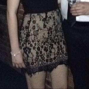Nude and Black lace skirt